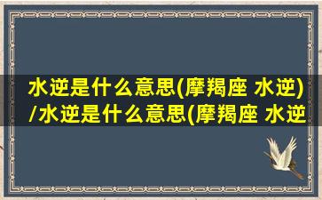 水逆是什么意思(摩羯座 水逆)/水逆是什么意思(摩羯座 水逆)-我的网站